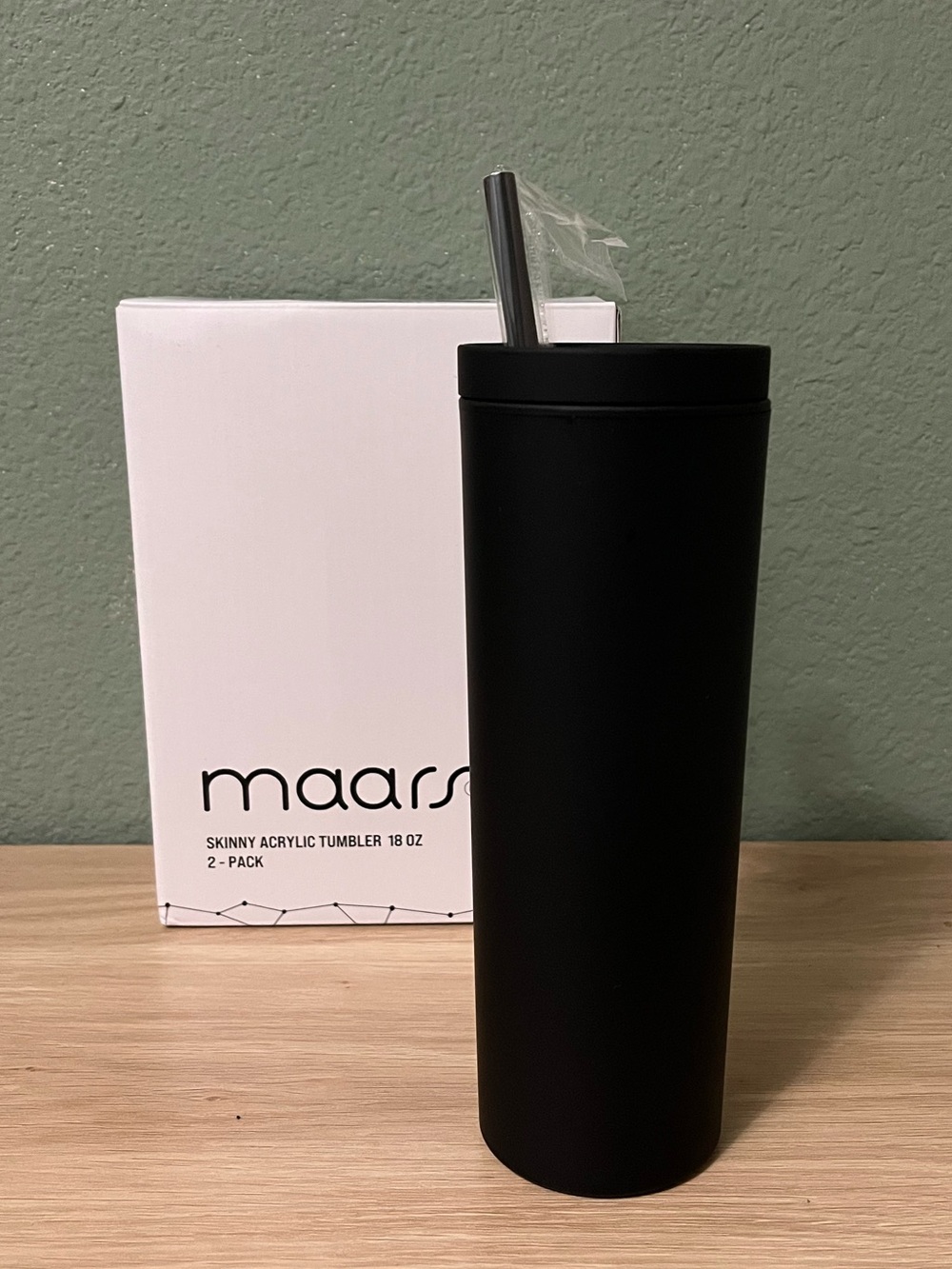 Black Skinny Acrylic Tumbler with Lid and Straw - 18 oz (1 tumbler)